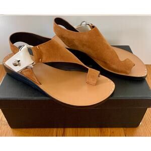 Rag & Bone Arc Flat Sandal in Tobacco Toyo Size 7 Suede Embellished Slip-On